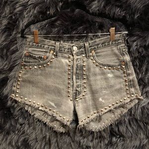 Vintage 501 Levi’s Studded Grey Denim Jean Shorts